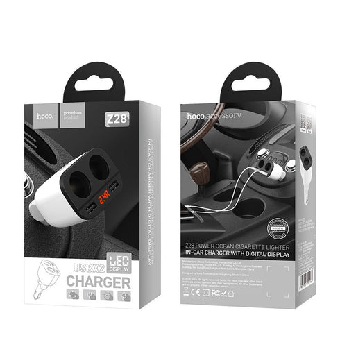 Hoco Z28 Dual USB/Cigarette Lighter Car Charger With LED Display